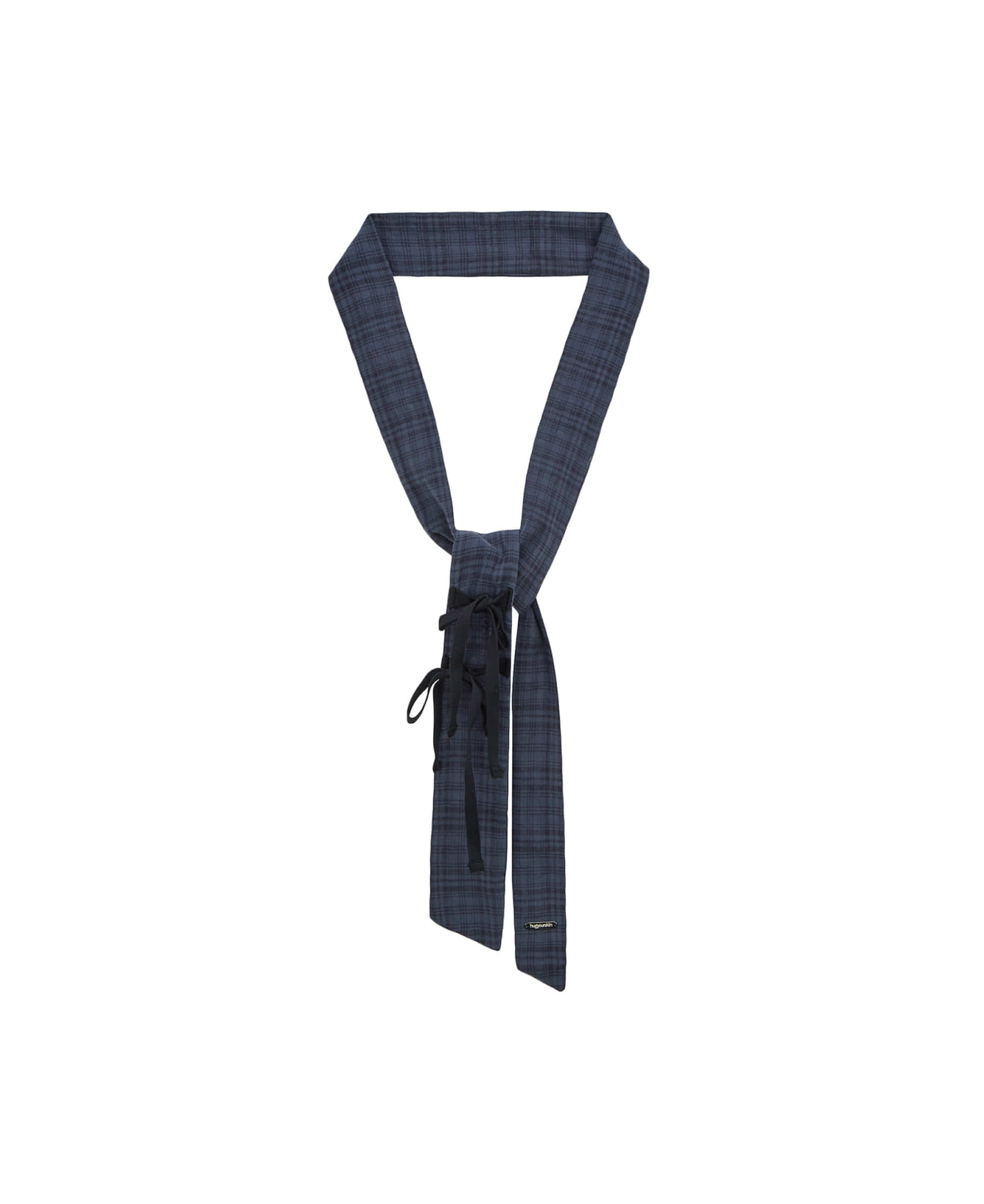 Ribbon check tie (navy)