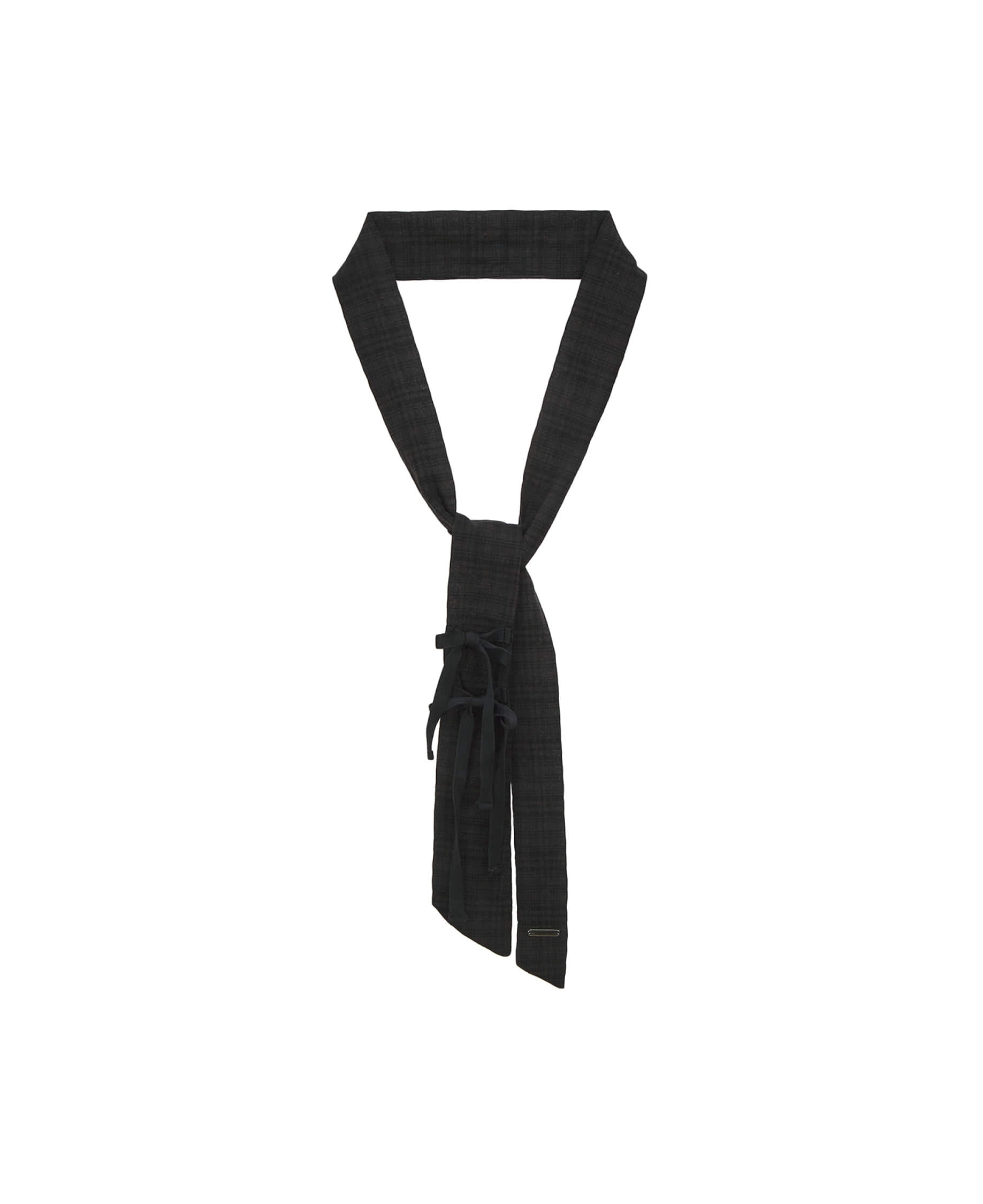 Ribbon check tie (black)