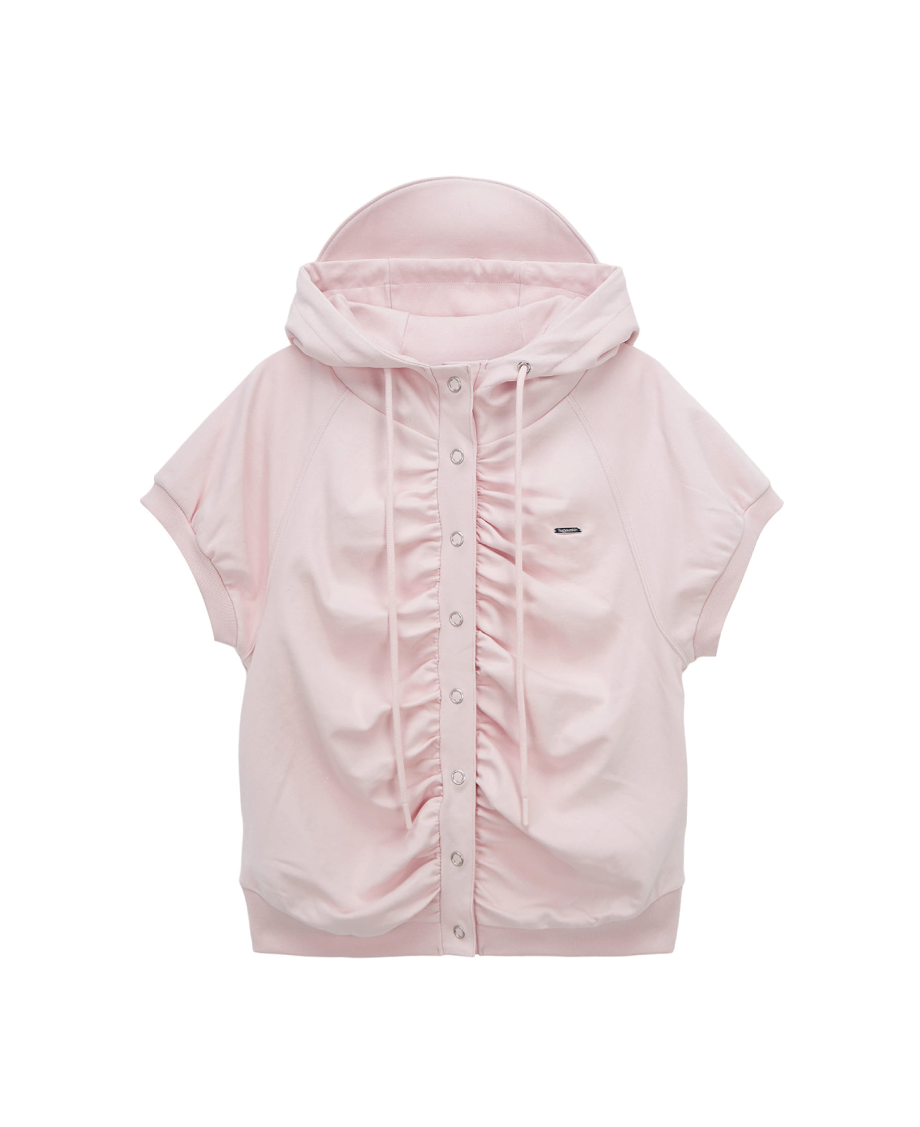 Shirring snap button vest (pink)